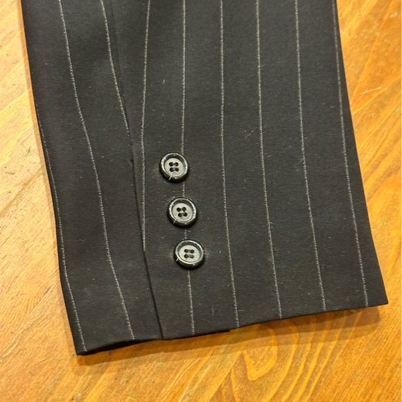 Plus Size Vintage 90s Double Breasted Black Pin Stripped Kasper Pant Suit SZ: 16 - Picture 9 of 14